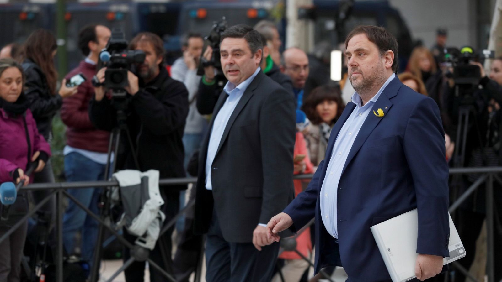 El vicepresidente cesado de la Generalitat de Cataluña, Oriol Junqueras, en una imagen de archivo, a su llegada a la sede de la Audiencia Nacional