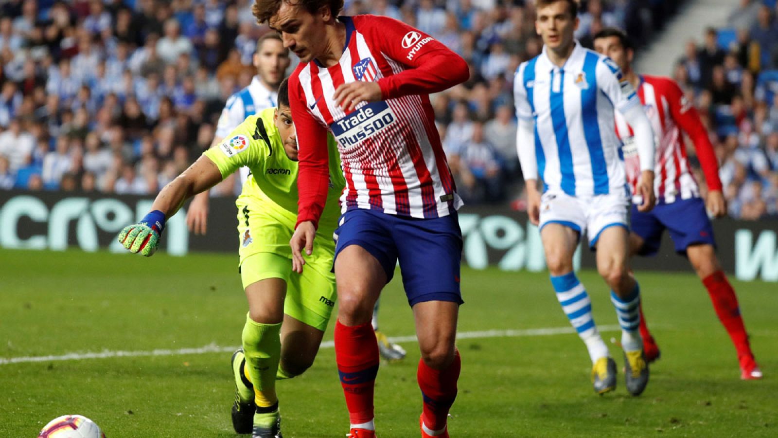 Griezmann, en el último partido de Liga contra su exequipo, la Real