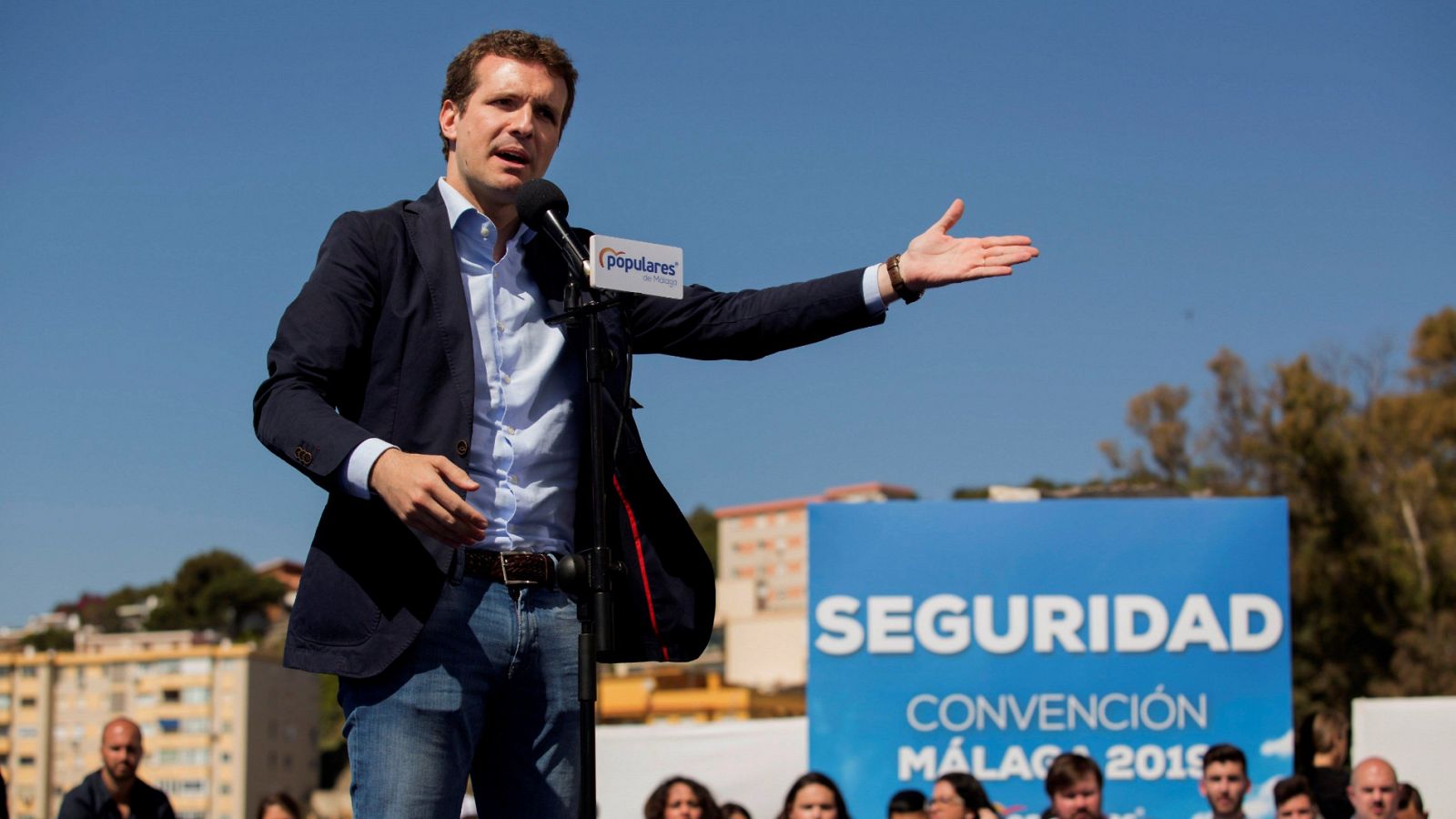 El presidente del PP, Pablo Casado, interviene en un acto de precampaña en Málaga