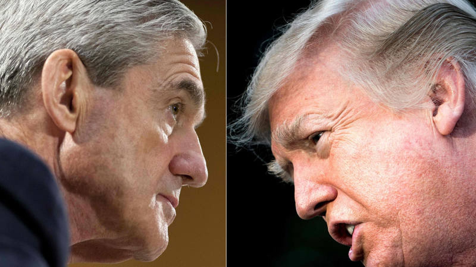 Fotomontaje de Robert Mueller (i) y Donald Trump (d). 