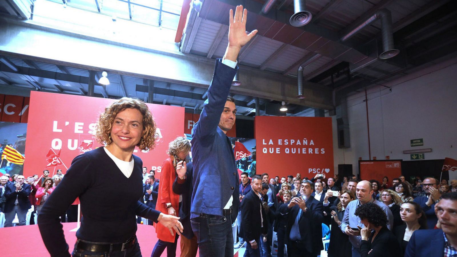 Pedro Sánchez junto a Meritxell Batet tras la Convención del PSC en Tarragona