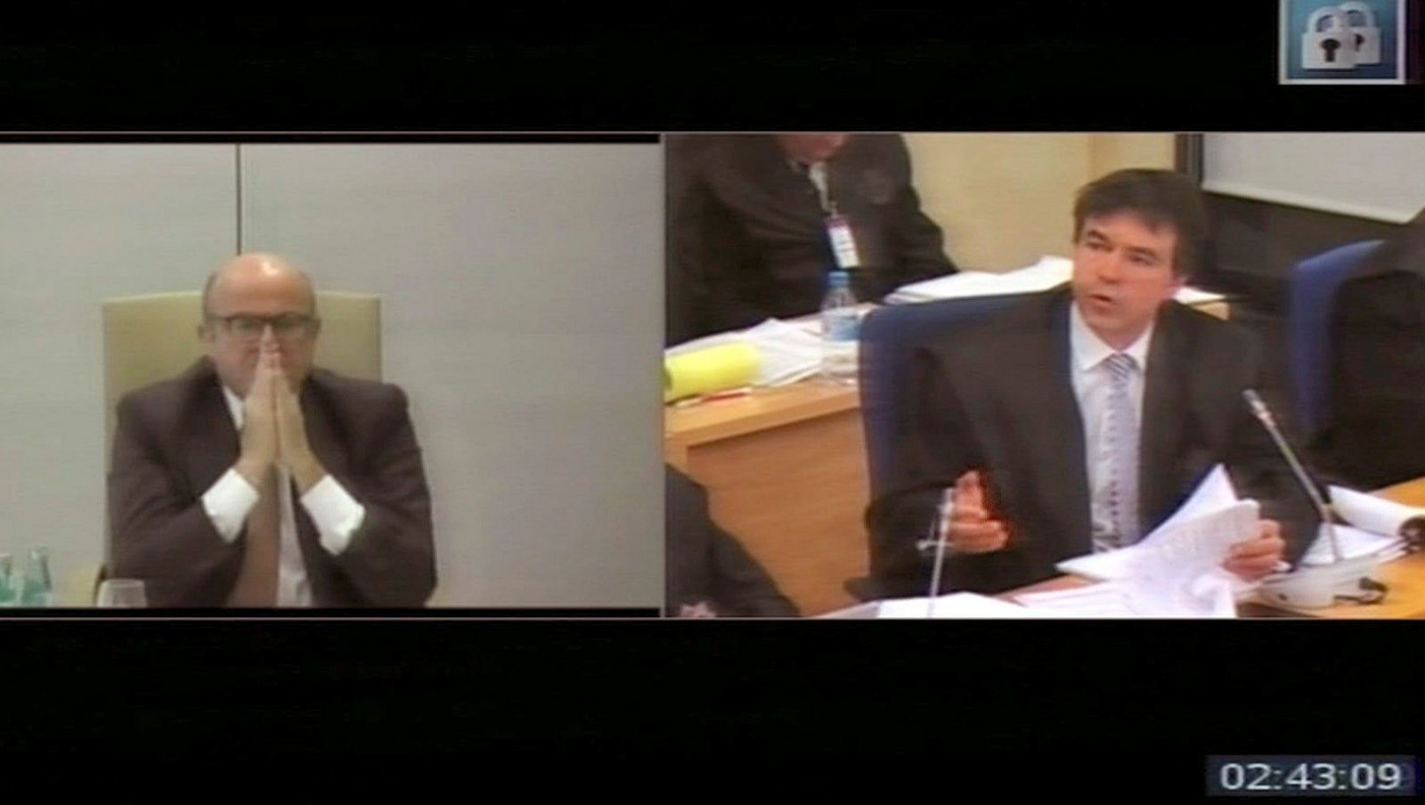 Captura de la señal de la Audiencia Nacional de la declaración por videoconferencia del exministro de Economía