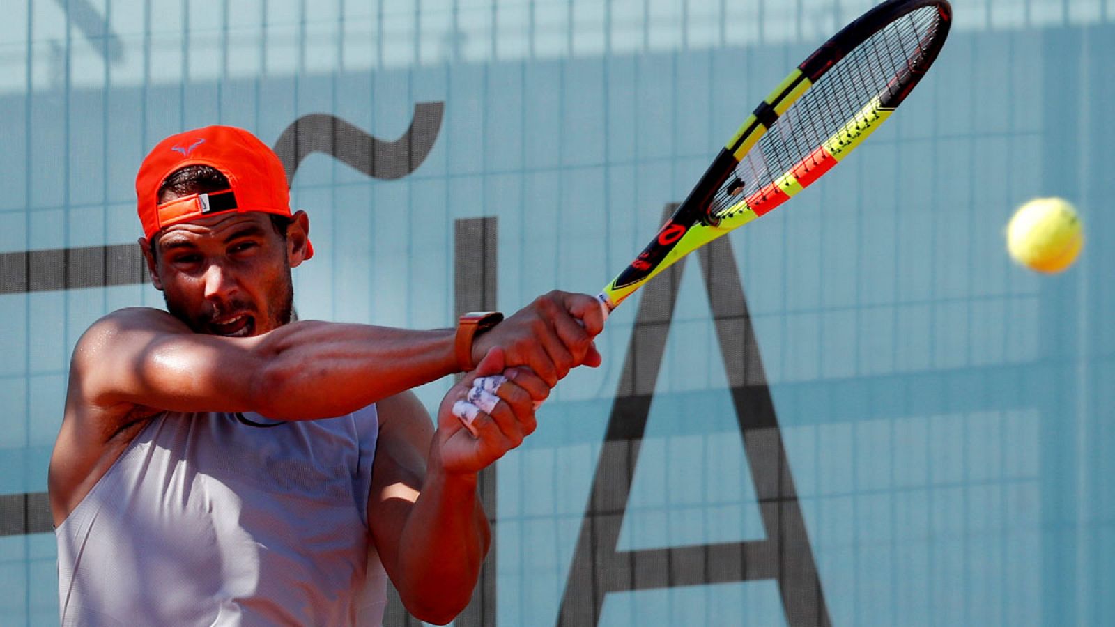 Rafa Nadal, entrenando en el Madrid Open 2019