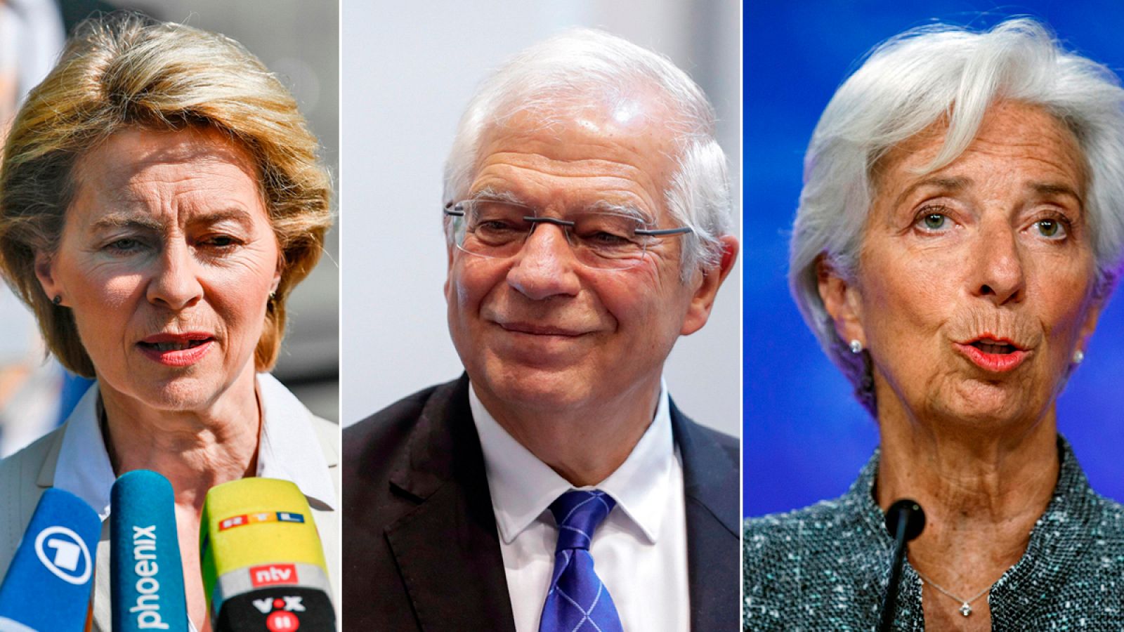 Ursula von der Leyen, Josep Borrell y Christine Lagarde, tres de los candidatos a los altos cargos de la UE