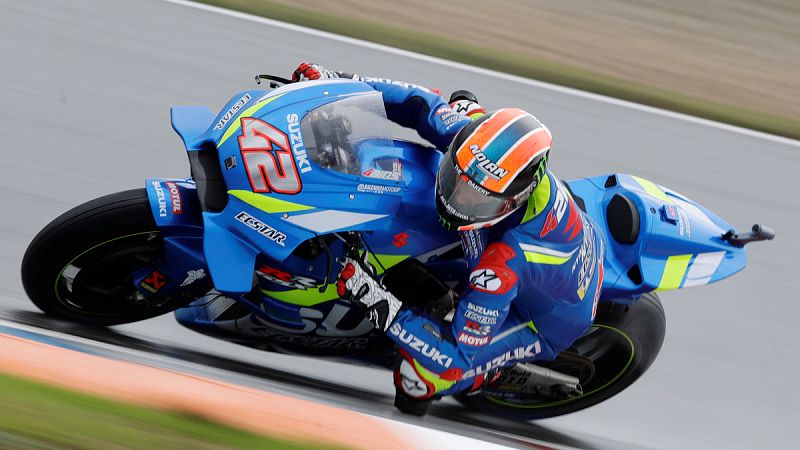 Álex Rins, durante la clasificación del GP de la República Checa