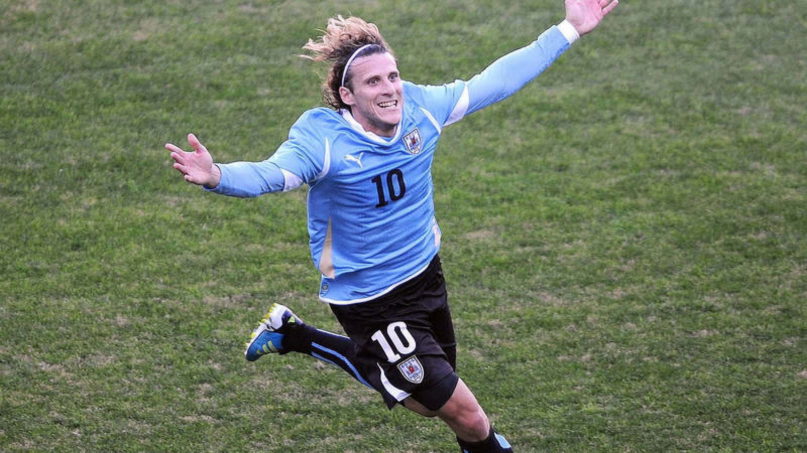 Diego Forlán, con la selección uruguaya.