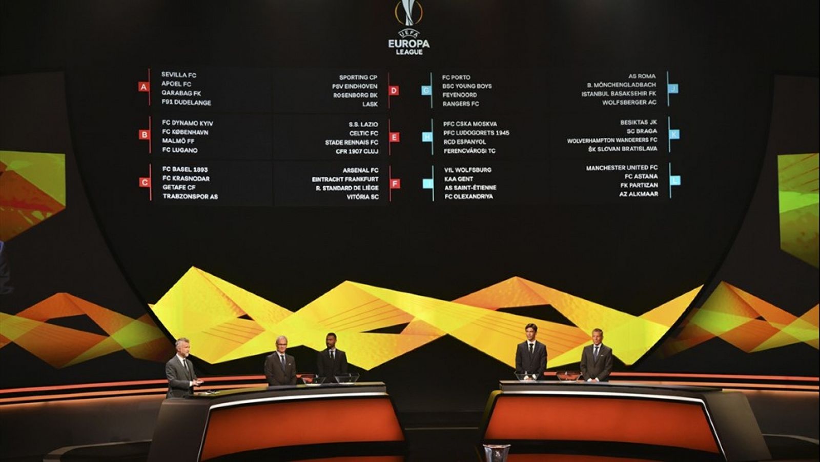 Europa League: Imagen del sorteo celebrado este viernes en Mónaco