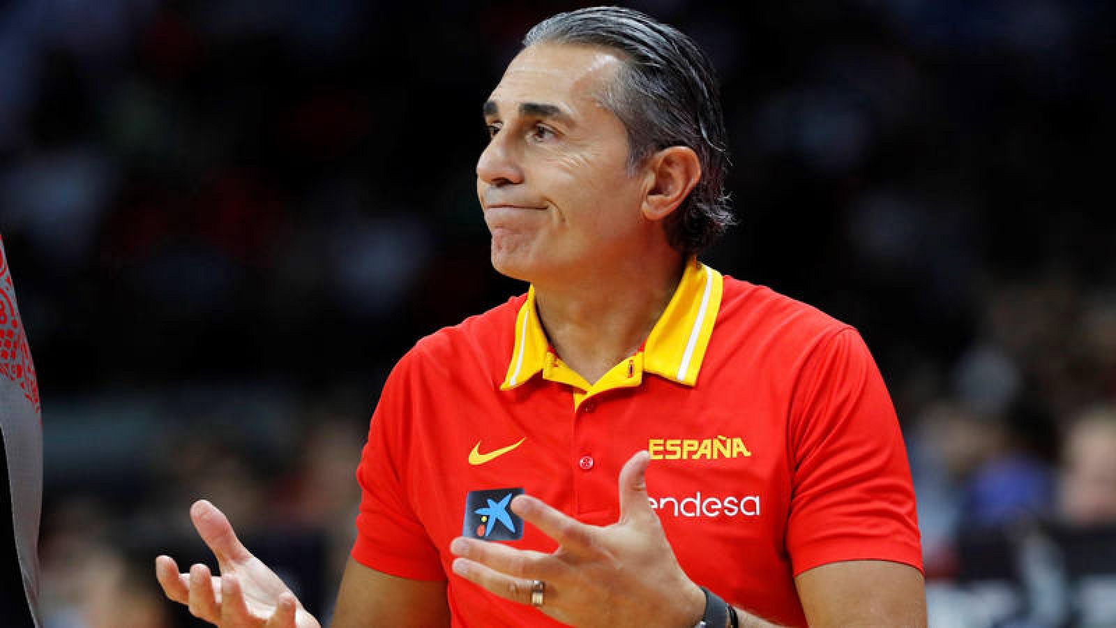 El seleccionador de baloncesto español, Sergio Scariolo, durante el partido ante Irán.