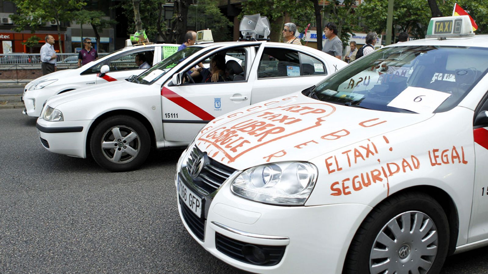Imagen de archivo de una manifestación de taxistas en contra de Uber.