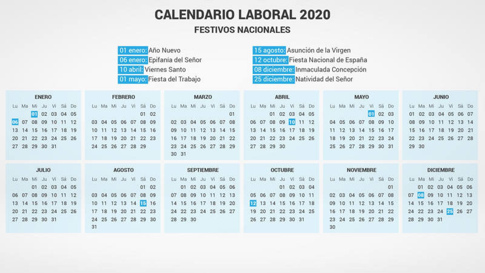 El Calendario Laboral De 2020 Con Al Menos 5 Puestes Rtve Es