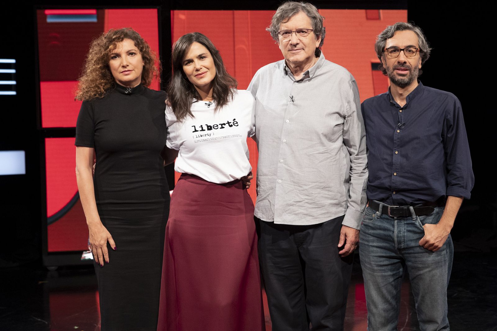 Elena S. Sánchez con los invitados, Marta Belaustegui, Gerardo Herrero y Javier Ocaña