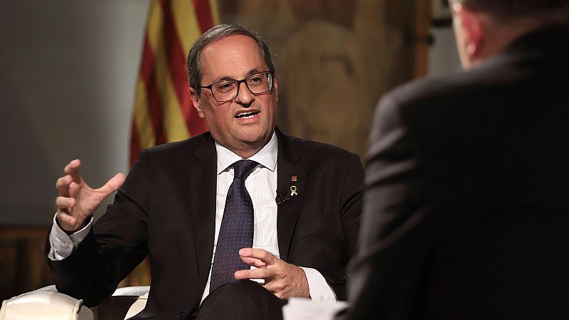 El presidente catalán, Quim Torra, en el Palacio de la Generalitat