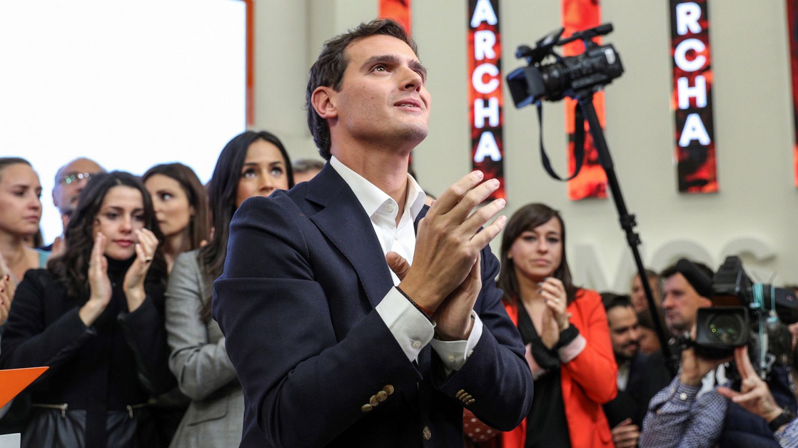 El presidente de Ciudadanos, Albert Rivera, en la rueda de prensa en la que anunció su dimisión.