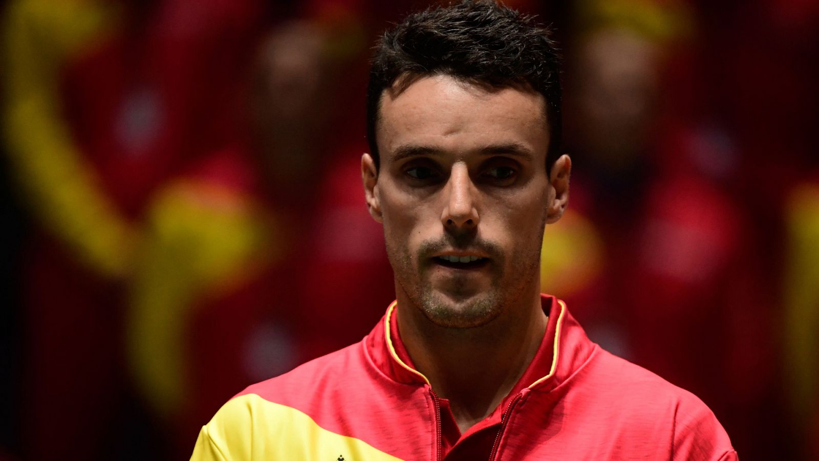 El tenista español Roberto Bautista, durante la ceremonia previa de la Copa Davis.