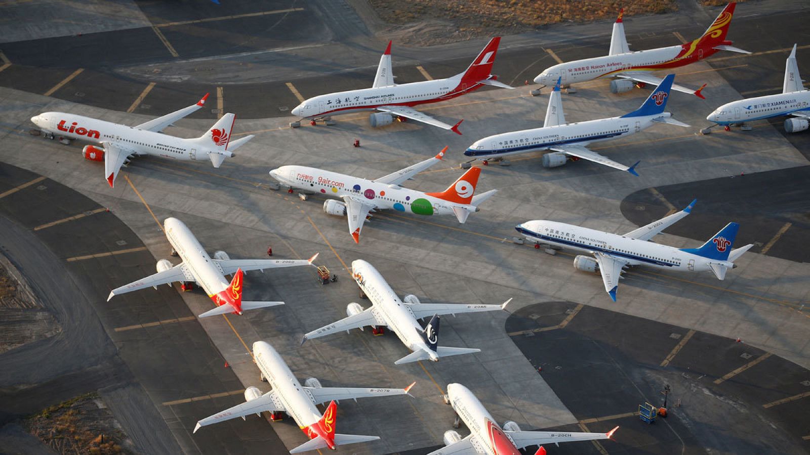 Fotografía de archivo en la que parecen varios aviones del model 737 MAX.