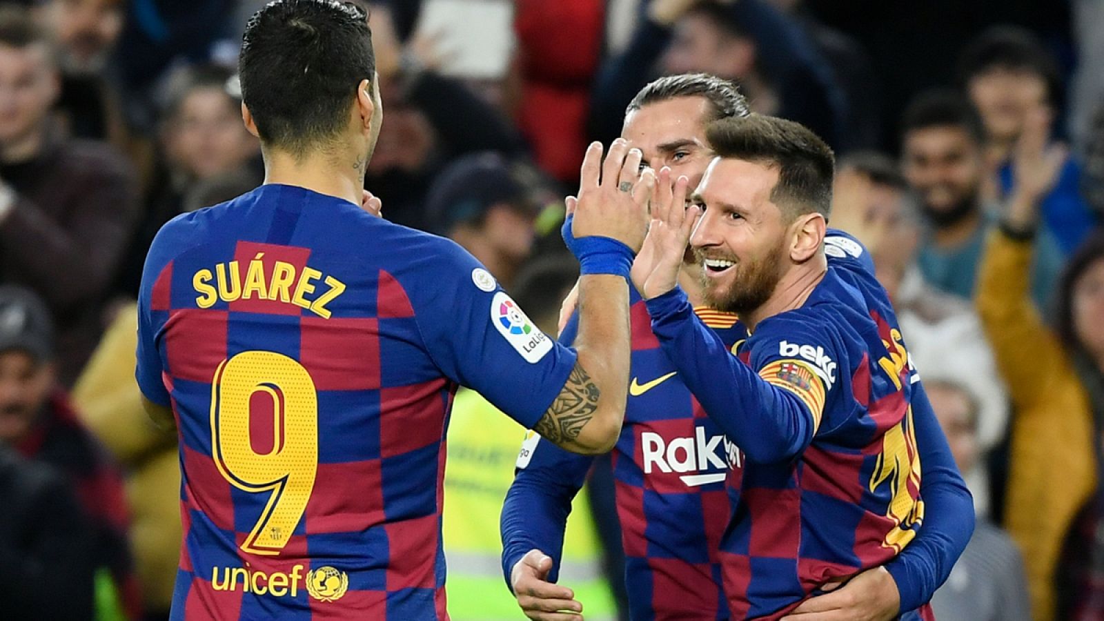 Los jugadores del Barça, celebrando un gol.