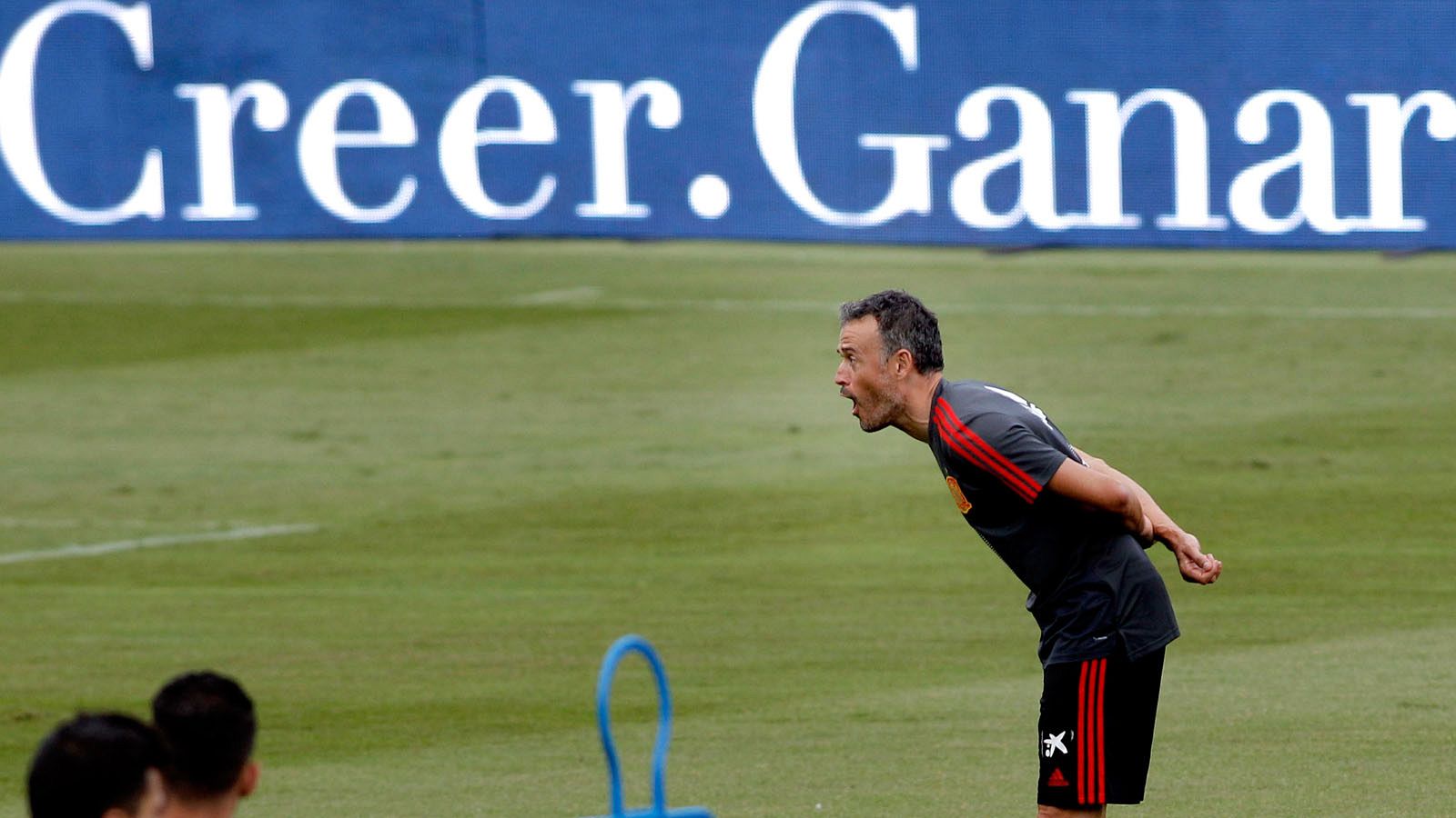 Luis Enrique, durante un entrenamiento con la selección