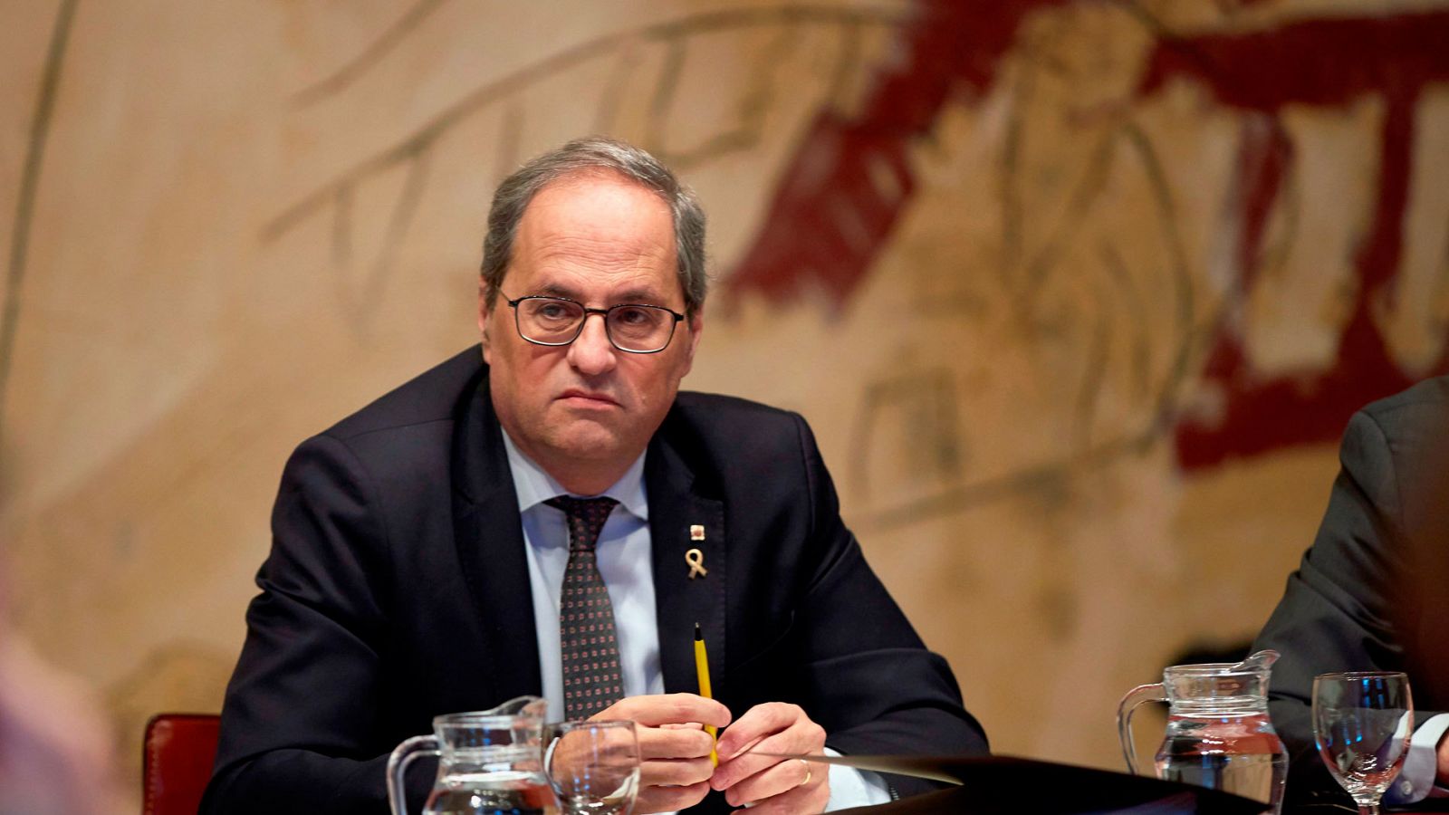 El presidente de la Generalitat, Quim Torra, durante la reunión semanal del ejecutivo catalán