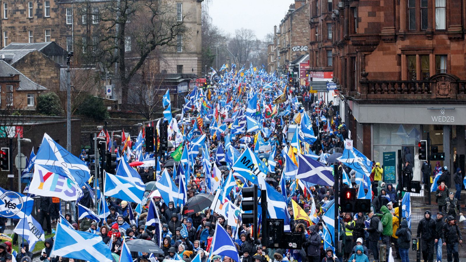 Manifestación en Glasgow a favor de un segundo referéndum de independencia del Reino Unido