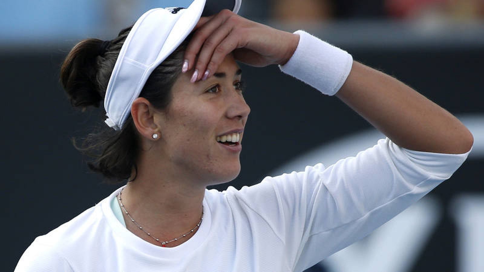 Garbiñe Muguruza celebra su victoria ante Shelby Rogers.
