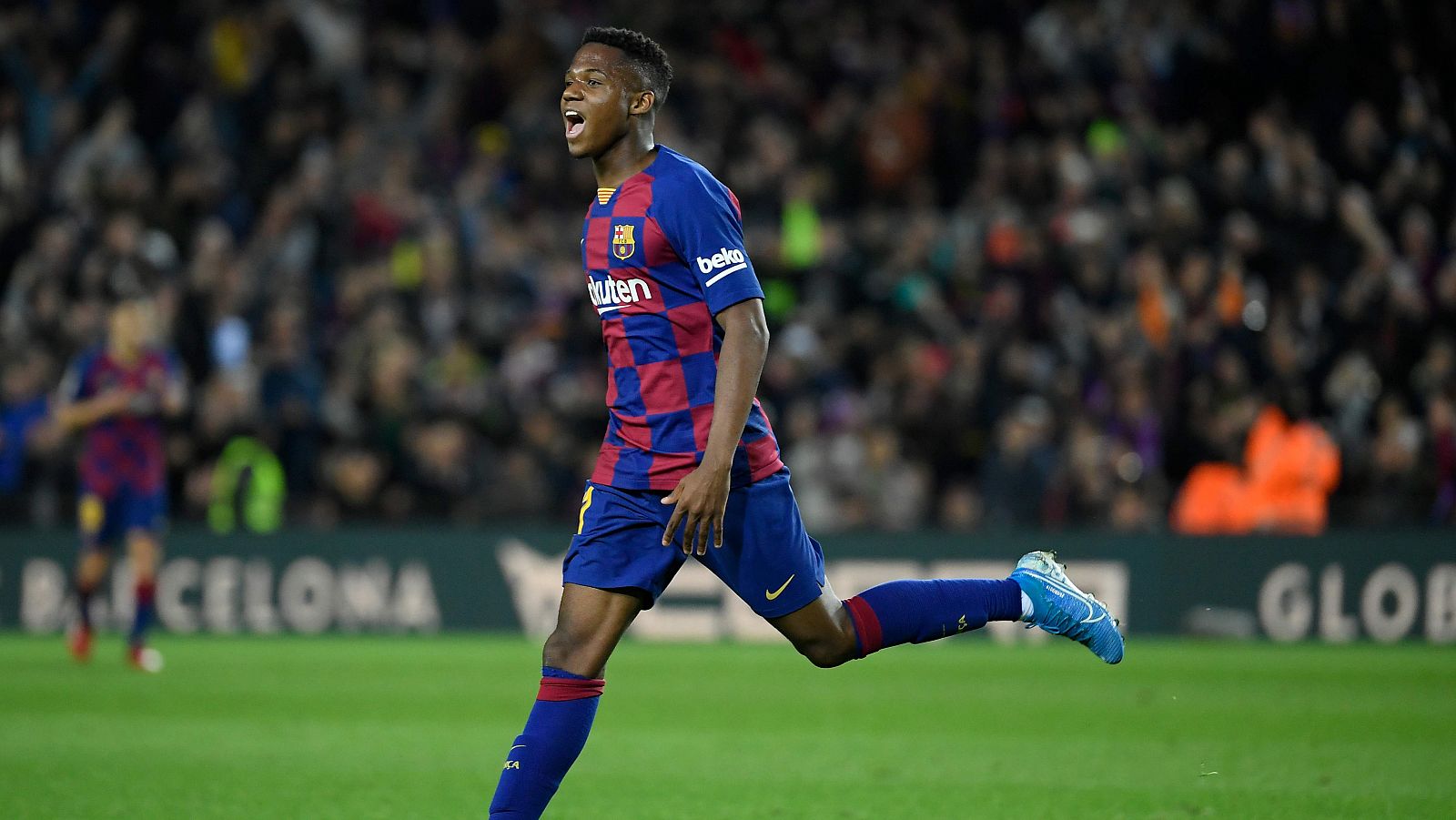 Ansu Fati celebra su gol contra el Levante