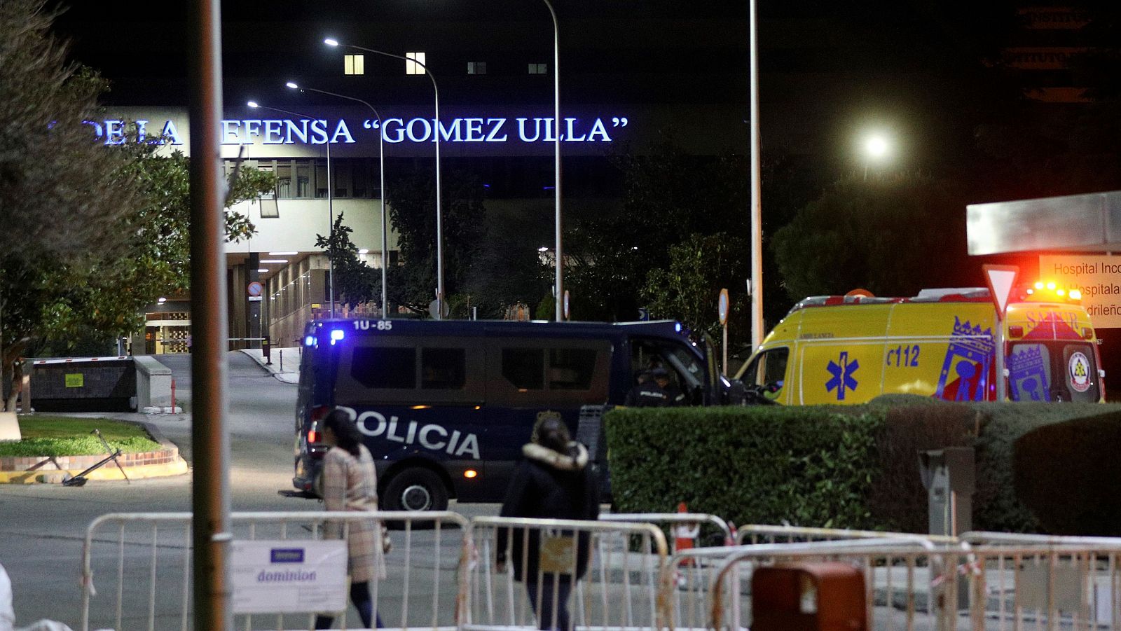 Vista del exterior del Hospital Gómez Ulla, donde pasan la cuarentena los españoles evacuados de Wuhan.