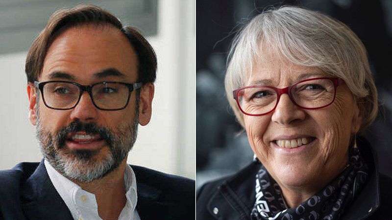 Fernando Garea y su sucesora al frente de la agencia EFE Gabriela Cañas.