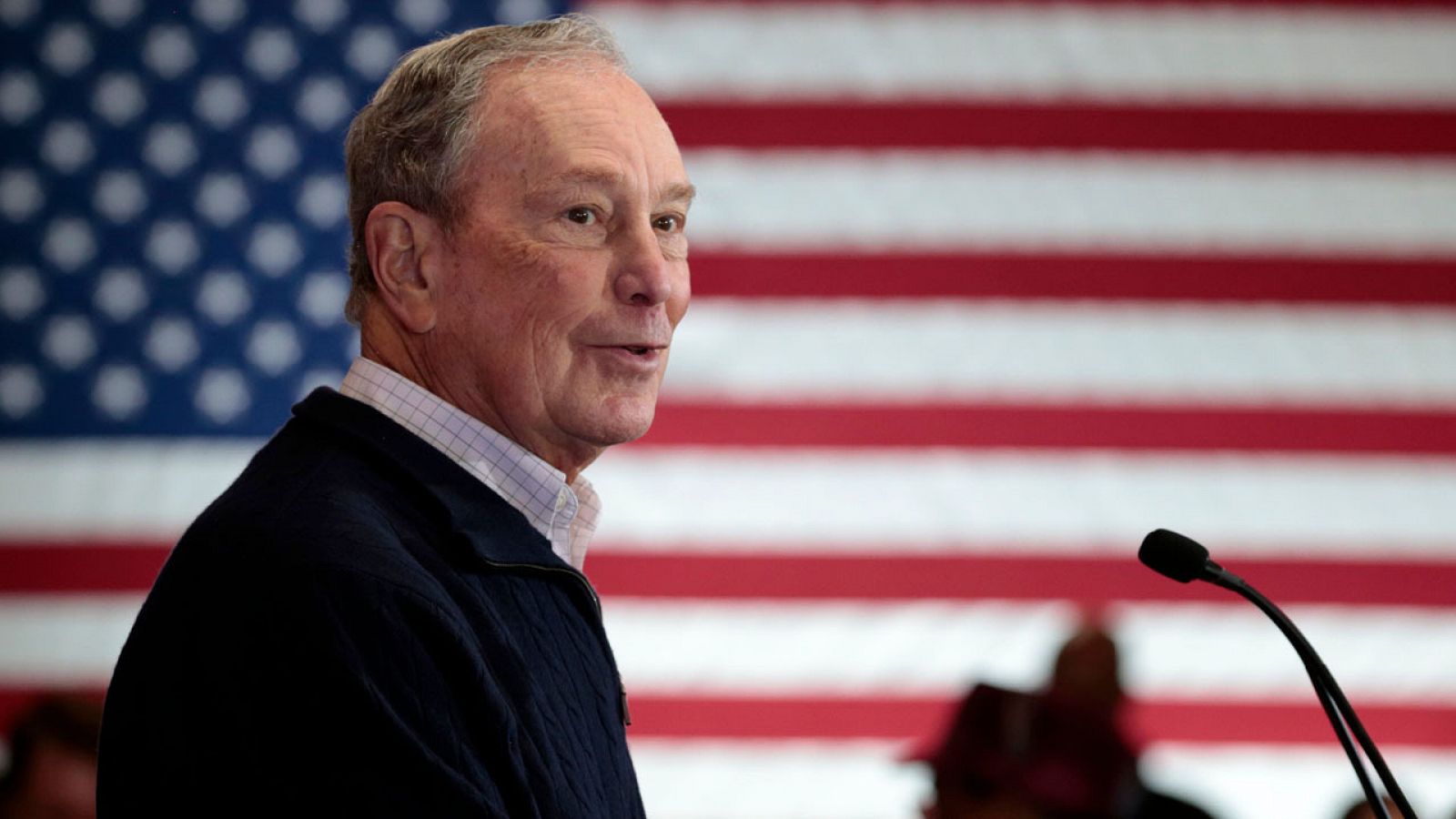 Mike Bloomberg, en un mitin en Michigan