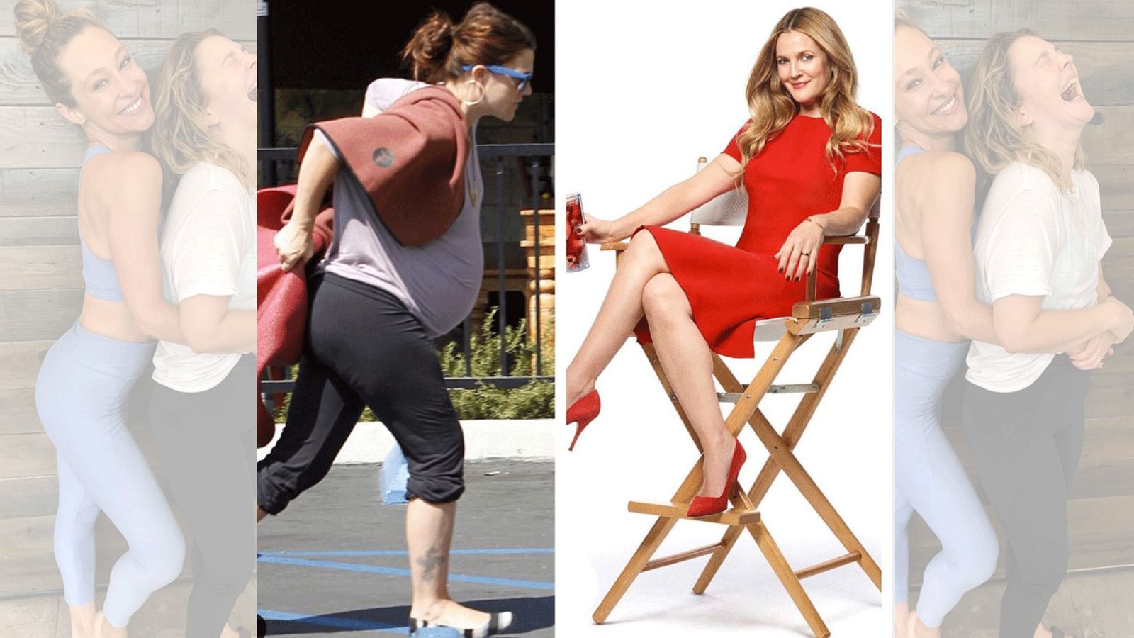 Drew Barrymore denuncia con dos fotos la presión que tienen las mujeres por estar perfectas tras el parto. En la primera aparece embarazada, sin arreglar. En la segunda, una foto tomada antes del embarazo, aparece mucho más delgada y arreglada