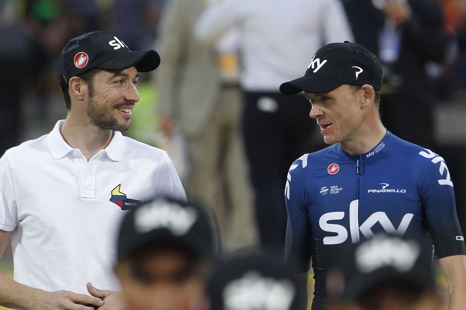 Nicolas Portal (izquierda) junto a Chris Froome