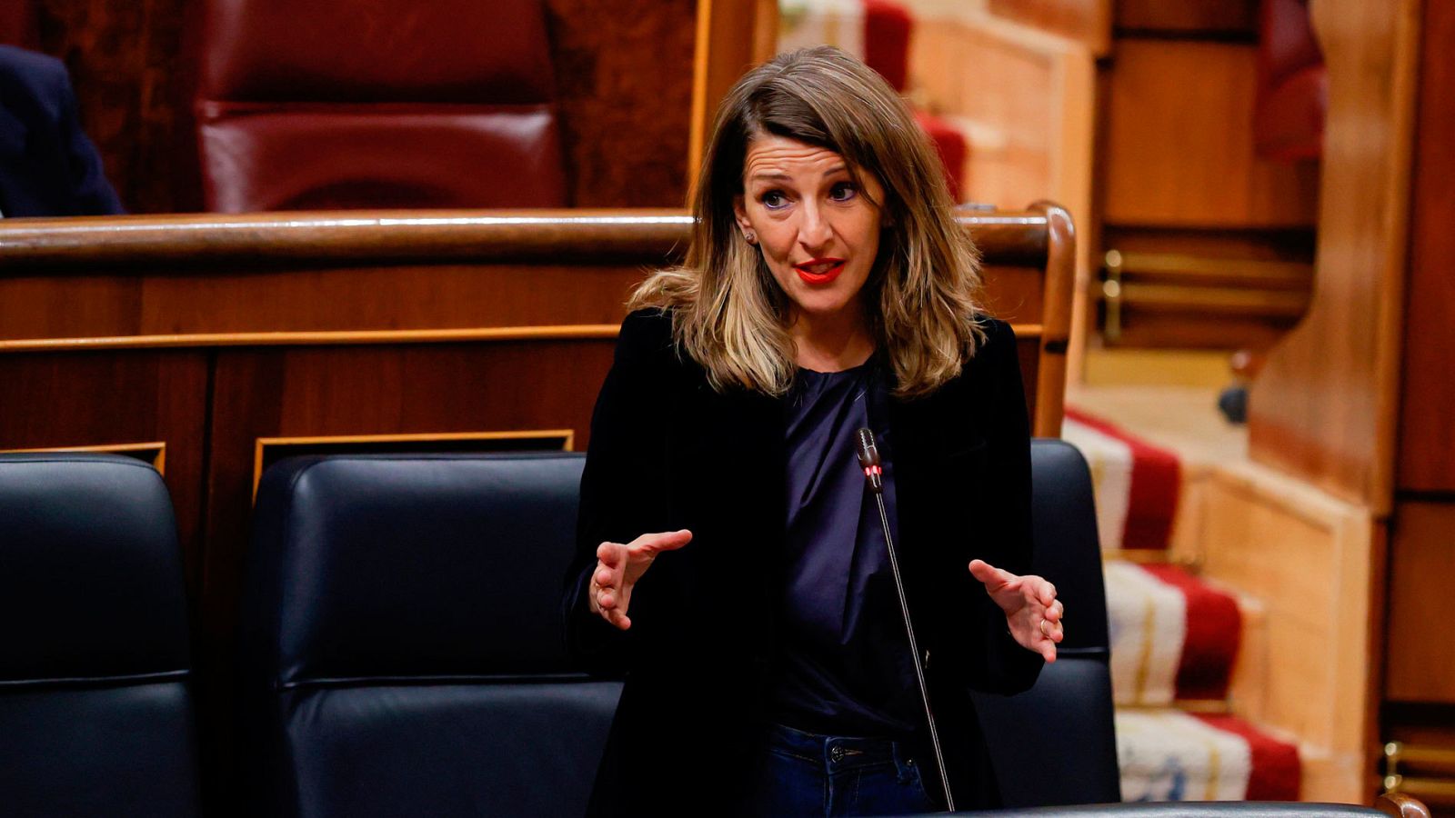 La ministra de Trabajo, Yolanda Díaz durante la sesión de control al Gobierno, este miércoles, en el Congreso de los Diputados, en Madrid.