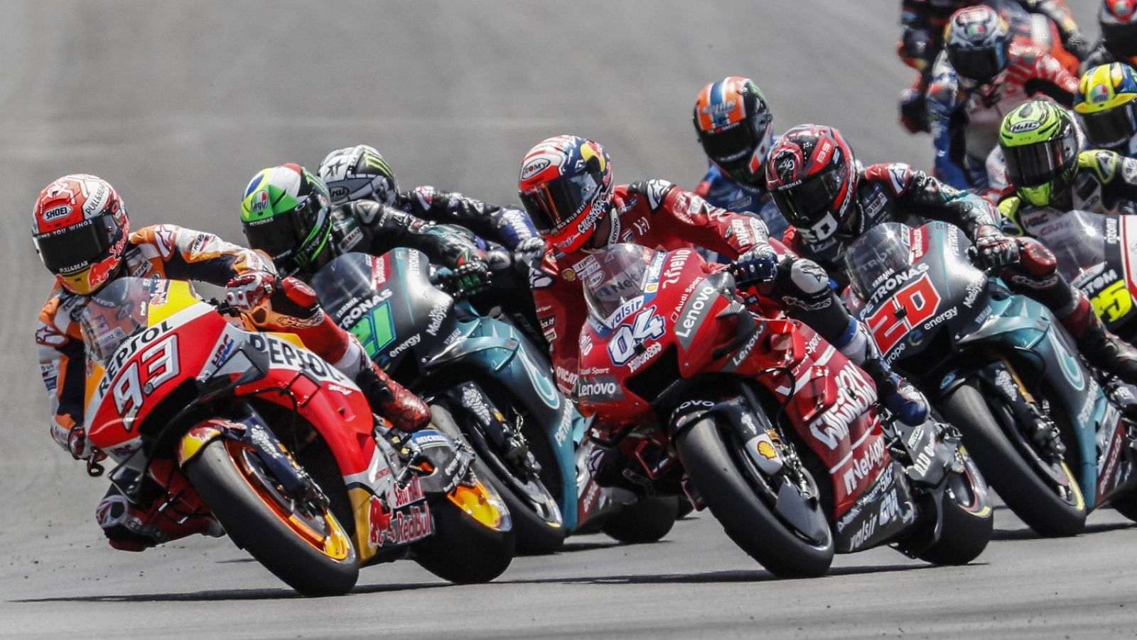 Un momento de la carrera de MotoGP en el Gran Premio de España disputado en el circuito de Jerez de la Frontera.