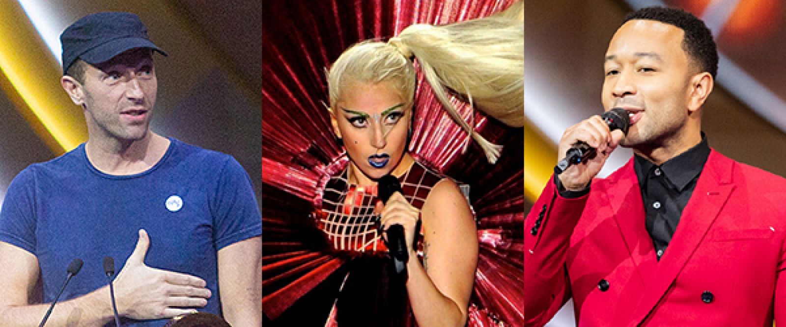 Chris Martin, Lady Gaga y John Legend