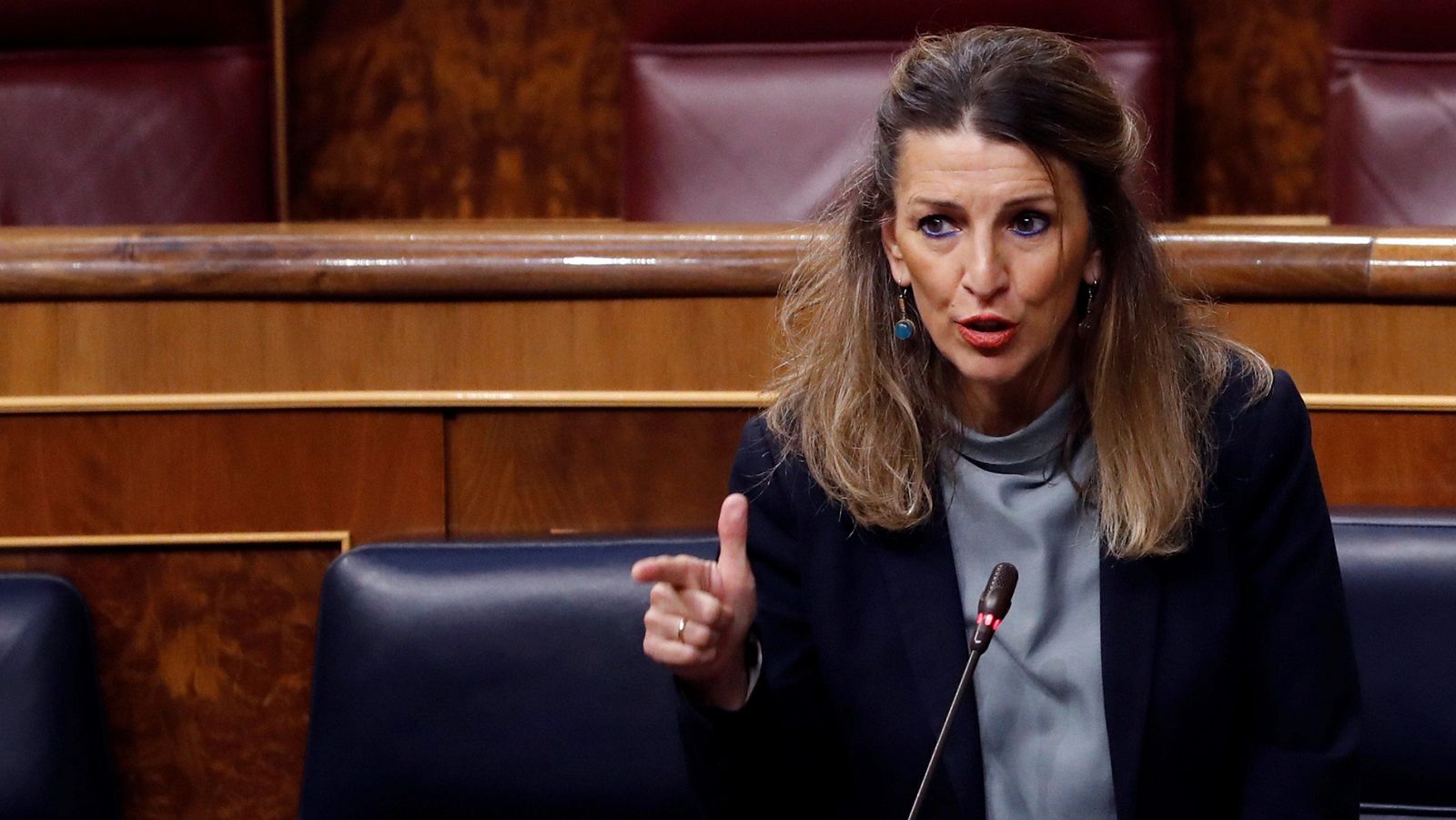 La ministra de Trabajo y Economía Social, Yolanda Díaz, en una sesión previa en el Congreso.