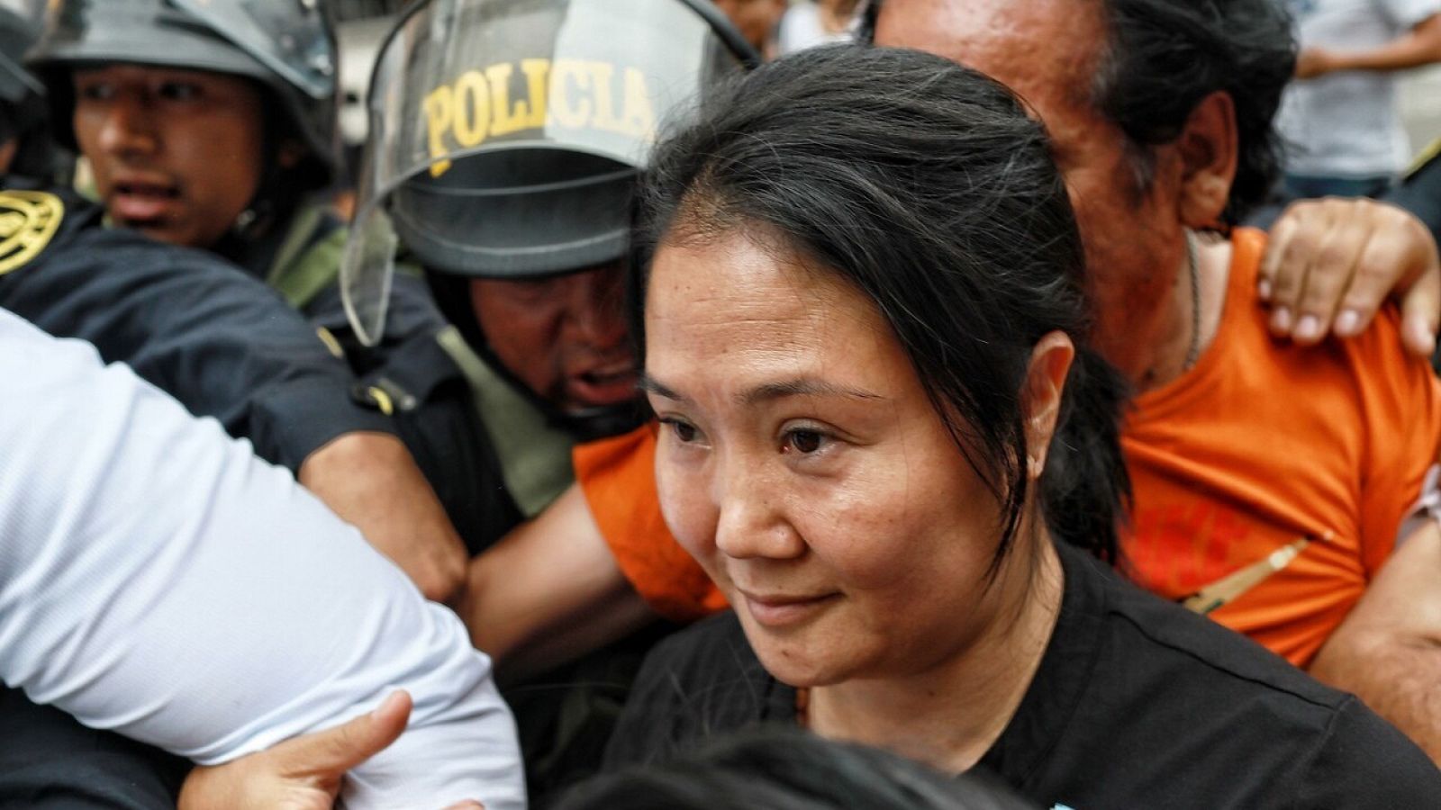 Keiko Fujimori saliendo de su domicilio hacía los juzgados en San Borja (Perú) el pasado enero