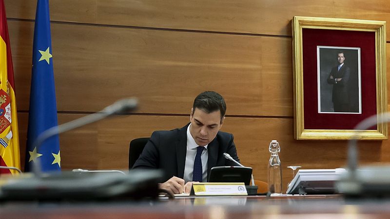 El presidente del Gobierno, Pedro Sánchez, durante el Consejo de Ministros