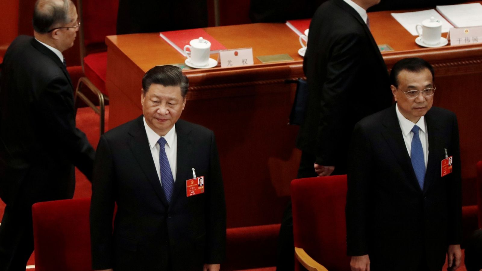 El presidente chino, Xi Jinping y el primer ministro Li Keqiang, en la Asamblea Nacional Popular de China, en Beijing.