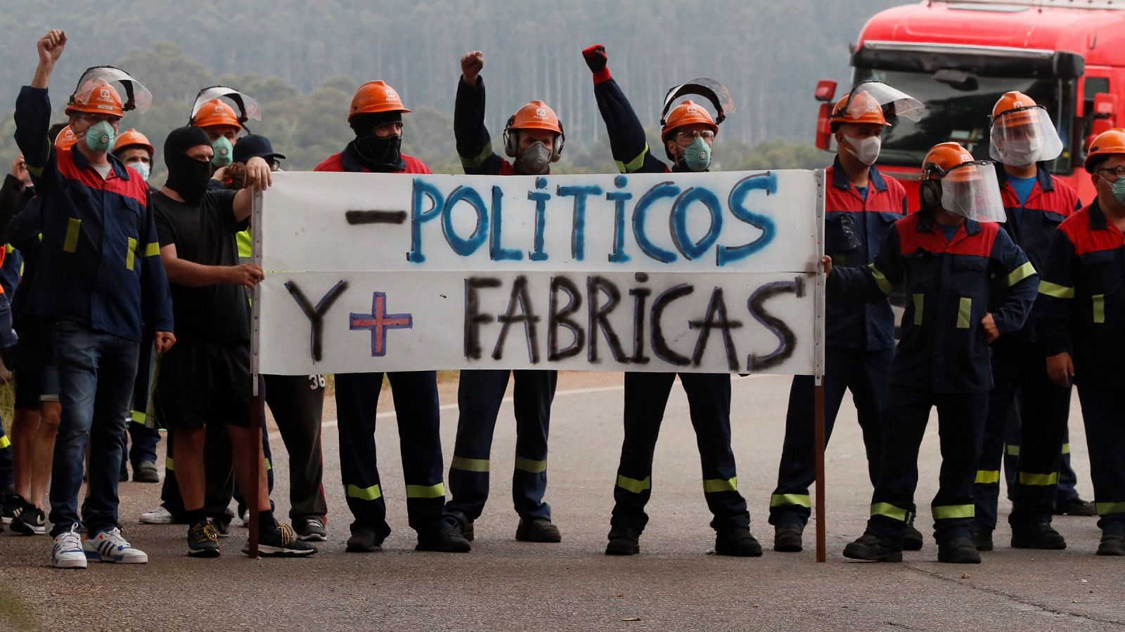 Manifestación de los trabajadores de Alcoa en Lugo