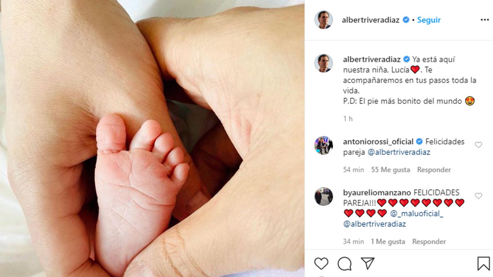 Nace la hija de Malú y Albert Rivera