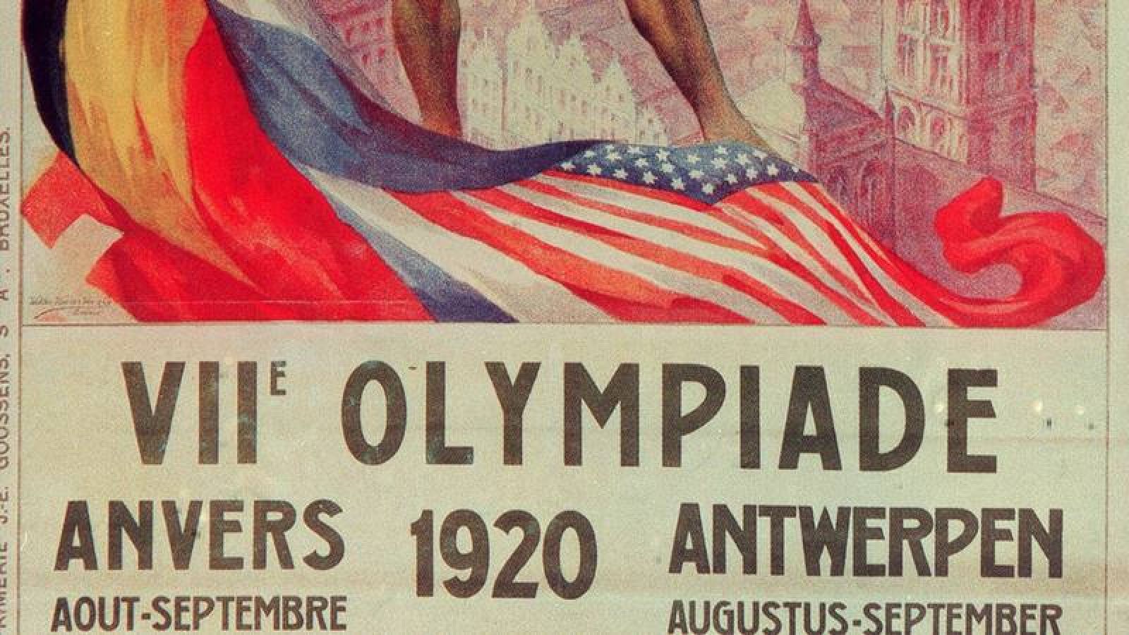 Extracto del cartel oficial de los Juegos Olímpicos de Amberes en 1920. 