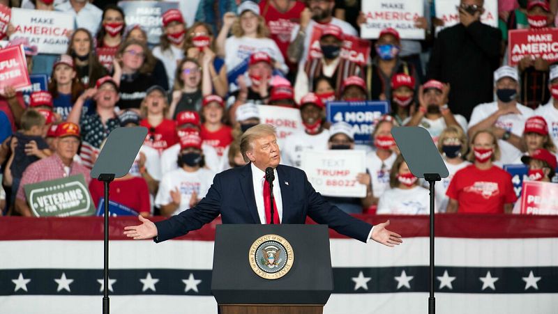 El presidente de Estados Unidos, Donald Trump, durante un discurso de campaña.