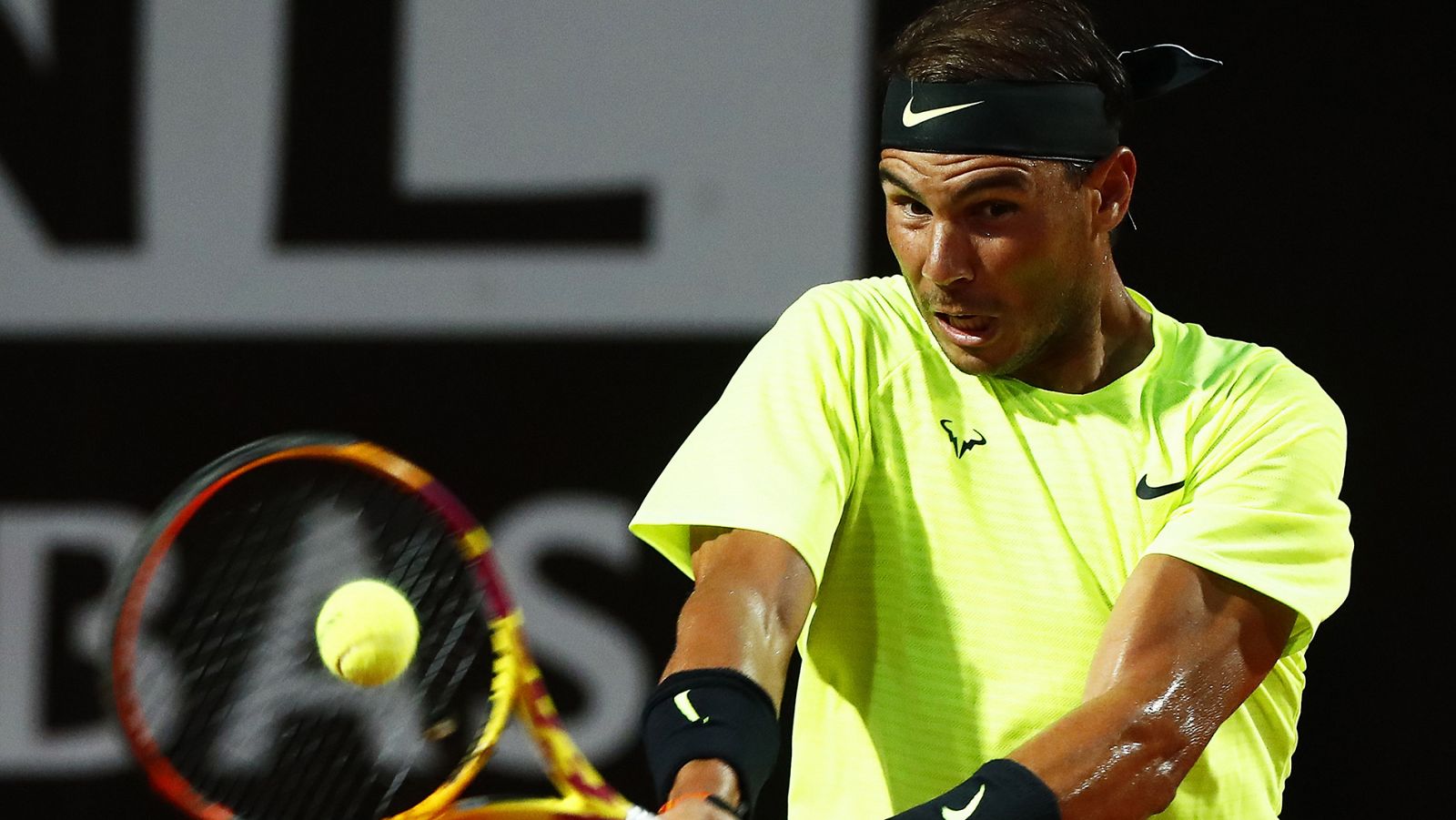 Rafa Nadal, muy seguro con su revés ante Lajovic.