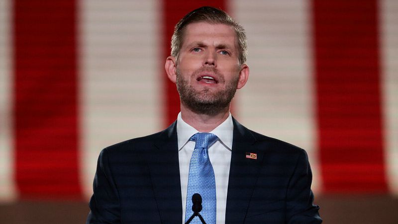 Eric Trump, hijo del presidente de Estados Unidos, Donald Trump, durante su discurso pregrabado en la Convención Nacional Republicana. 