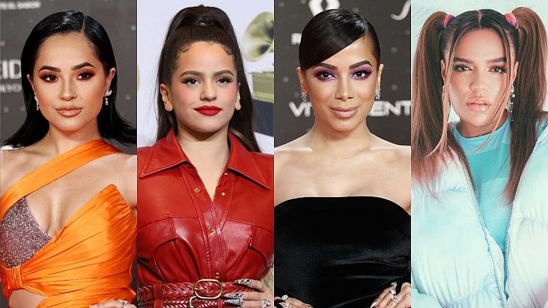 Las artistas Becky G, Rosalía, Anitta y Karol G
