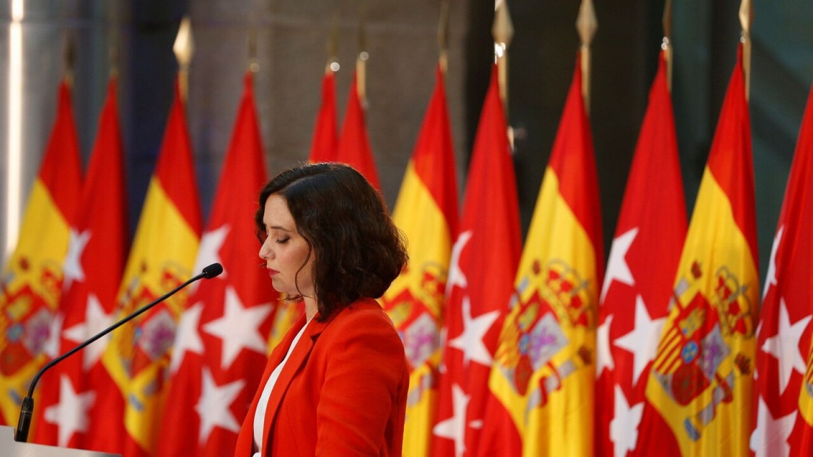 La presidenta de la Comunidad de Madrid, Isabel Díaz Ayuso, en una rueda de prensa