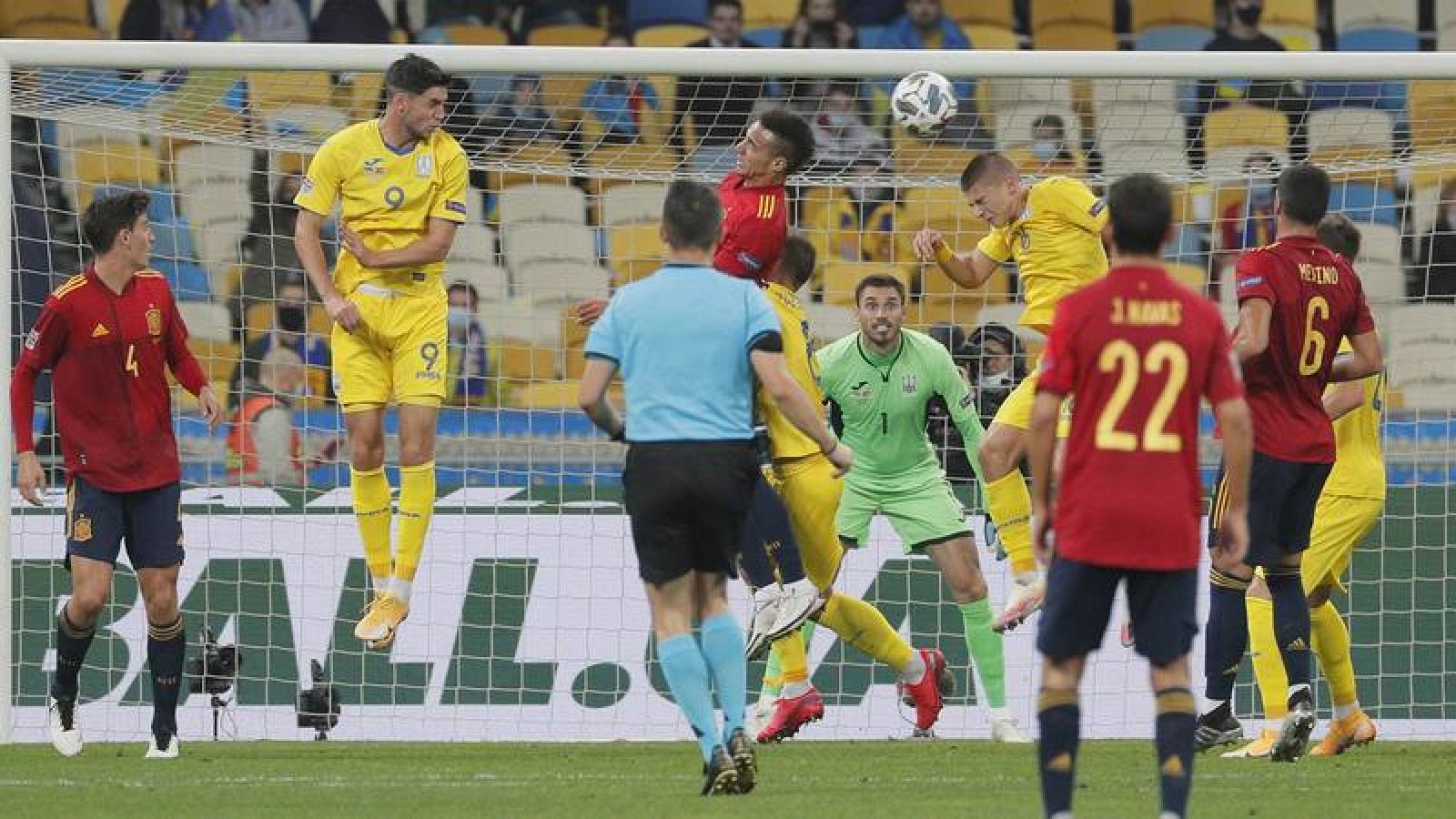 Imagen del partido Ucrania - España.