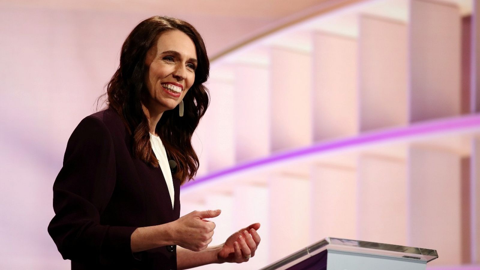 La primera ministra de Nueva Zelanda, Jacinda Ardern, durante un debate en televisión el 22 de septiembre de 2020.