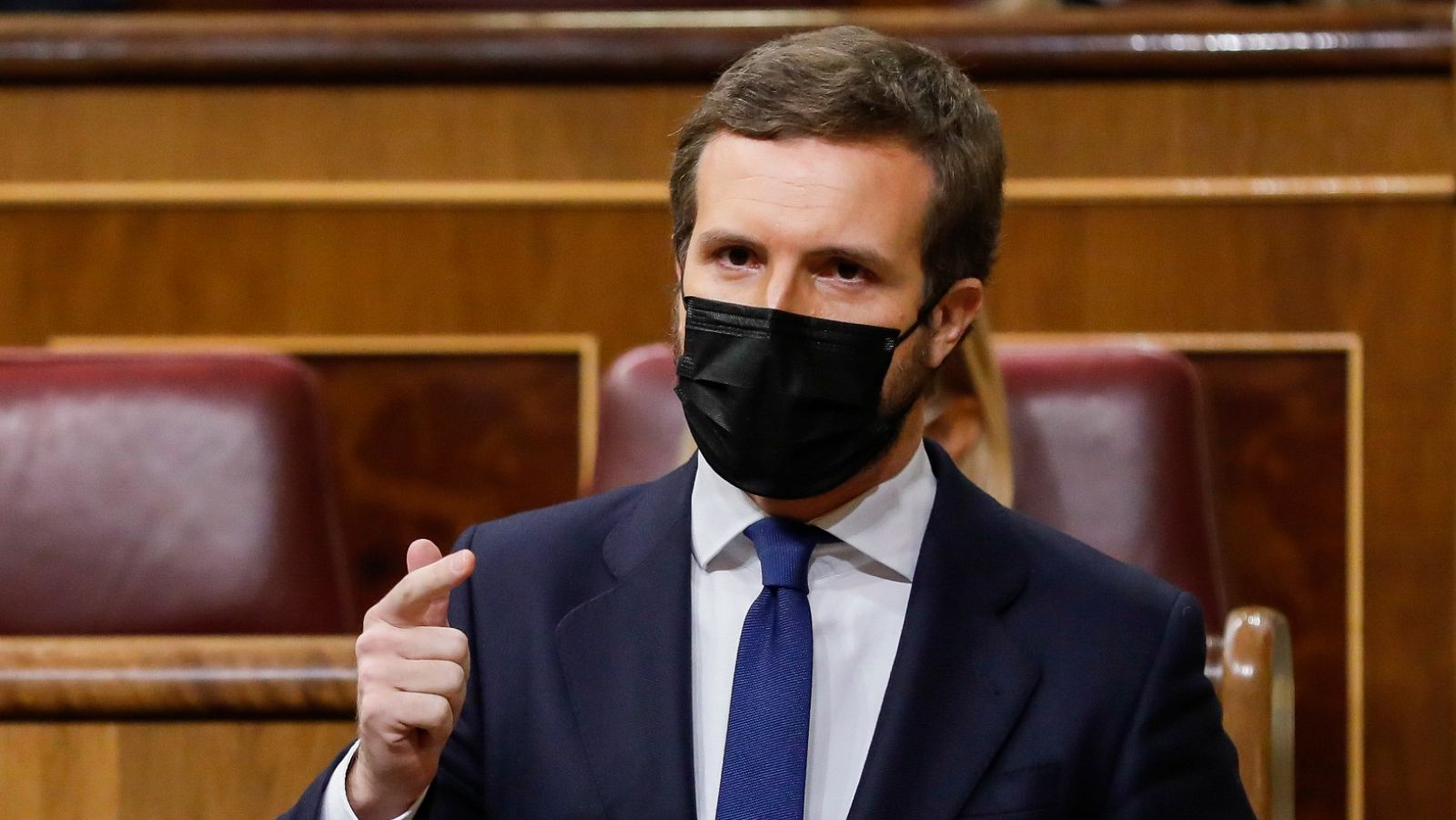 El líder del PP, Pablo Casado, interviene en el Congreso de los Diputados.