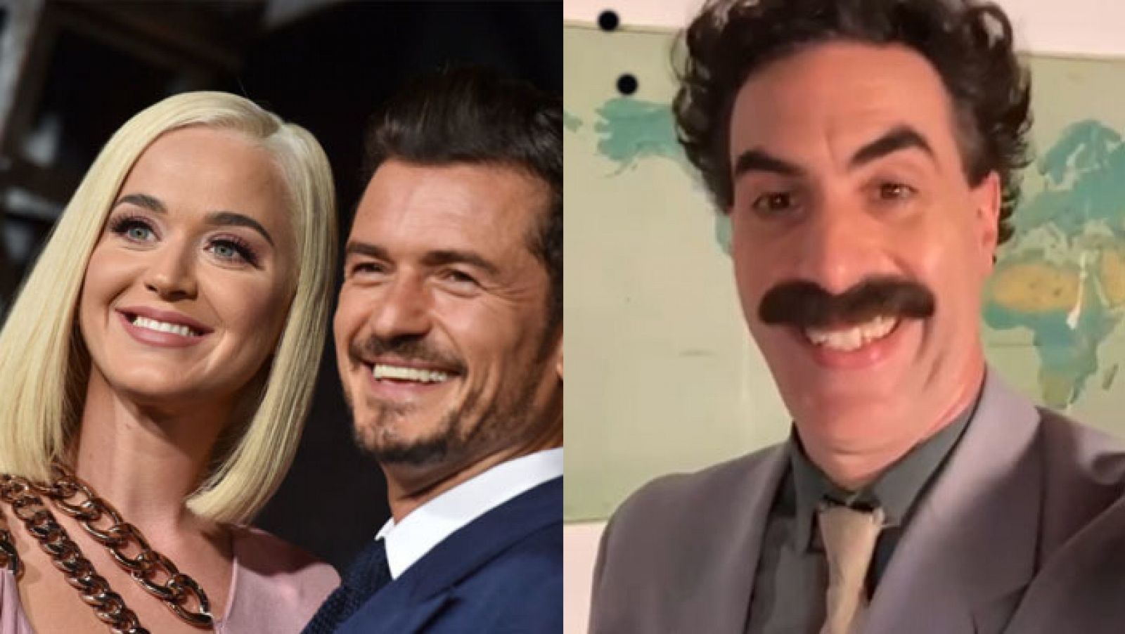 Borat bromea sobre la "miga" de Orlando Bloom en su vídeo de felicitación a Katy Perry