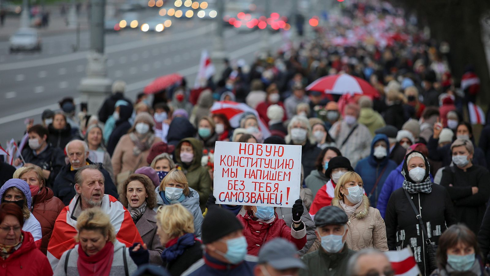 Manifestación reciente contra el presidente Lukashenko en las calles de Minsk.